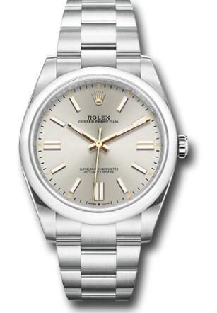 Replica Rolex Oyster Perpetual 41 Watch 124300 Domed Bezel - Silver Index Dial - Oyster Bracelet